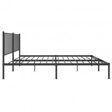 Cadru de pat metalic cu tăblie, negru, 160x200 cm - Img 5