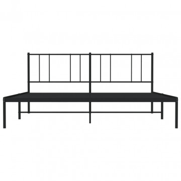 Cadru de pat metalic cu tăblie, negru, 200x200 cm - Img 5