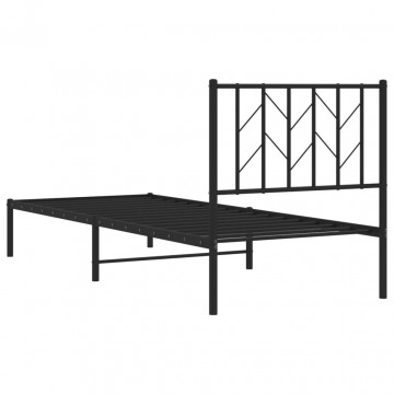 Cadru de pat metalic cu tăblie, negru, 80x200 cm - Img 6