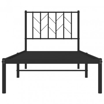Cadru de pat metalic cu tăblie, negru, 80x200 cm - Img 8
