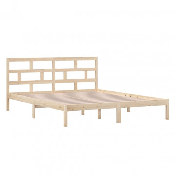 Cadru de pat mic dublu 4FT, 120x190 cm, lemn masiv - Img 3