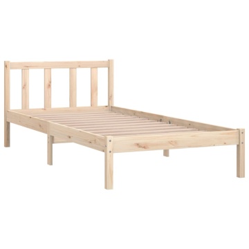 Cadru de pat mic single, 75x190 cm, lemn masiv de pin - Img 3