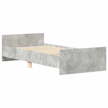 Cadru de pat mic single, gri beton, 75x190 cm, lemn prelucrat - Img 4