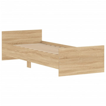 Cadru de pat mic single stejar sonoma 75x190 cm lemn prelucrat - Img 3