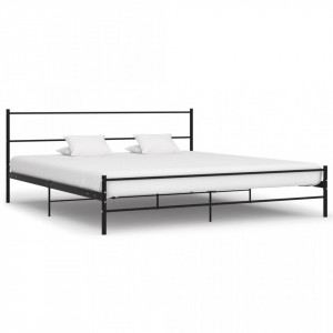 Cadru de pat, negru, 200 x 200 cm, metal - Img 1