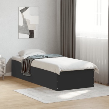 Cadru de pat, negru, 90x190 cm, lemn prelucrat - Img 3