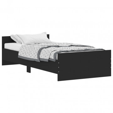 Cadru de pat, negru, 90x190 cm, lemn prelucrat - Img 2