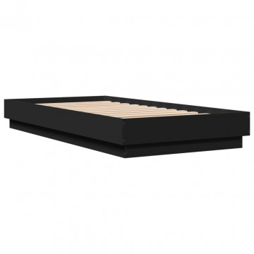 Cadru de pat, negru, 90x190 cm, lemn prelucrat - Img 5