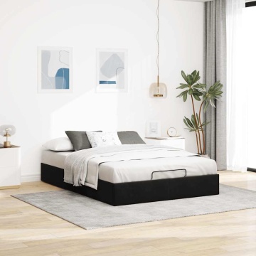 Cadru de pat otoman fără saltea Negru 140x190 cm catifea - Img 3