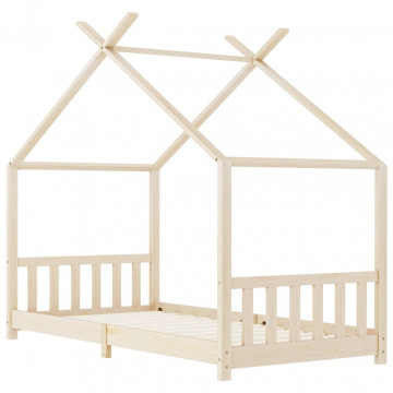 Cadru de pat pentru copii, 90 x 200 cm, lemn masiv de pin - Img 3