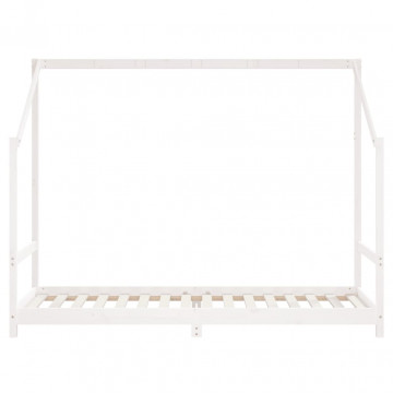 Cadru de pat pentru copii, alb, 2x(90x200)cm, lemn masiv de pin - Img 5