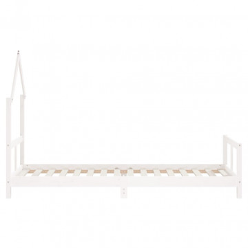 Cadru de pat pentru copii, alb, 80x200 cm, lemn masiv de pin - Img 8