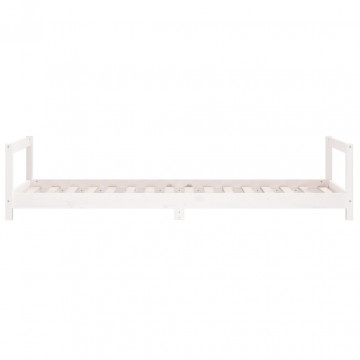 Cadru de pat pentru copii, alb, 90x200 cm, lemn masiv de pin - Img 8