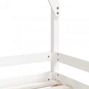 Cadru de pat pentru copii, alb, 90x200 cm, lemn masiv de pin - Img 6