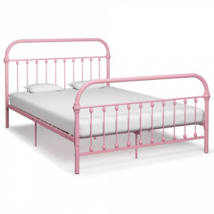 Cadru de pat, roz, 160 x 200 cm, metal - Img 1