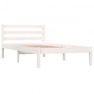 Cadru de pat Single 3FT, alb, 90x190 cm, lemn masiv de pin - Img 2