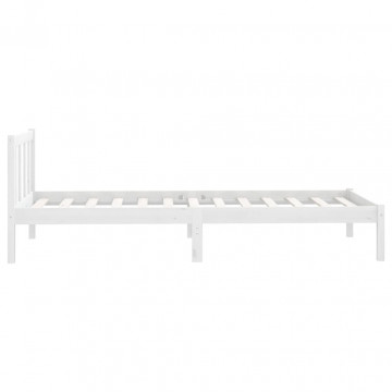 Cadru de pat single, alb, 90x190 cm, lemn masiv de pin - Img 8