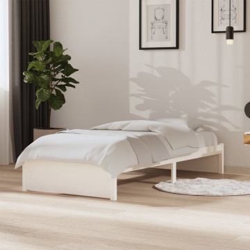 Cadru de pat single, alb, 90x190 cm, lemn masiv - Img 1