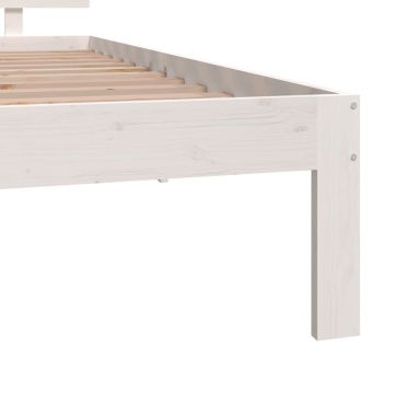 Cadru de pat single, alb, 90x190 cm, lemn masiv - Img 5