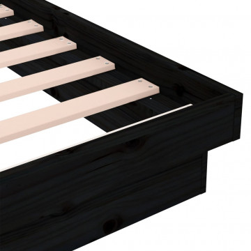 Cadru de pat Small Single 2FT6, negru, 75x190 cm, lemn masiv - Img 7
