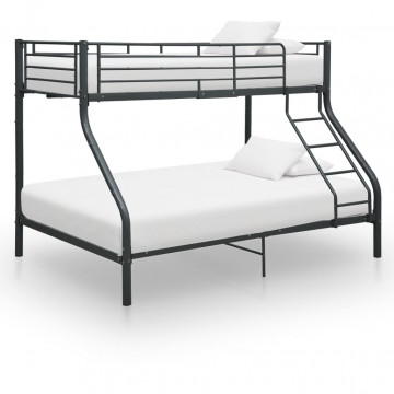 Cadru de pat supraetajat, negru, 140 x 200/90 x 200 cm, metal - Img 1