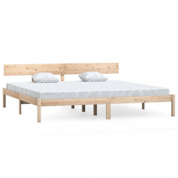 Cadru de pat UK Super King, 180x200 cm, lemn masiv pin - Img 2