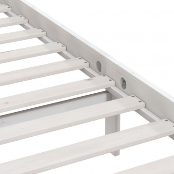 Cadru de pat UK Super King, alb, 180x200 cm, lemn masiv pin - Img 5