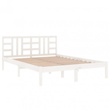 Cadru pat, alb, 140x190 cm, lemn masiv - Img 4