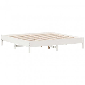 Cadru pat, alb, 180x200 cm, lemn masiv de pin - Img 2