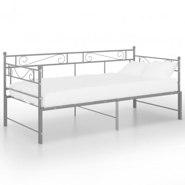 Cadru pat canapea extensibilă, gri, 90x200 cm, metal - Img 2