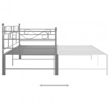 Cadru pat canapea extensibilă, gri, 90x200 cm, metal - Img 8