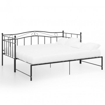 Cadru pat canapea extensibilă, negru, 90x200 cm, metal - Img 2
