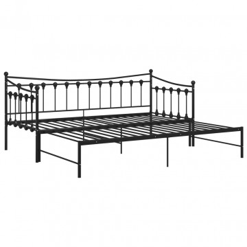 Cadru pat canapea extensibilă, negru, 90x200 cm, metal - Img 6
