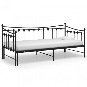 Cadru pat canapea extensibilă, negru, 90x200 cm, metal - Img 8
