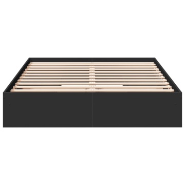 Cadru pat cu sertare negru extralucios 150x200cm lemn prelucrat - Img 4