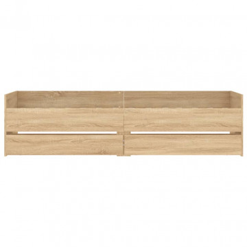 Cadru pat cu sertare, stejar sonoma, 75x190 cm, mic single - Img 5