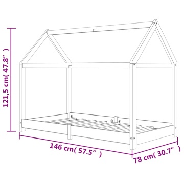 Cadru pat de copii, alb, 70 x 140 cm, lemn masiv de pin - Img 10