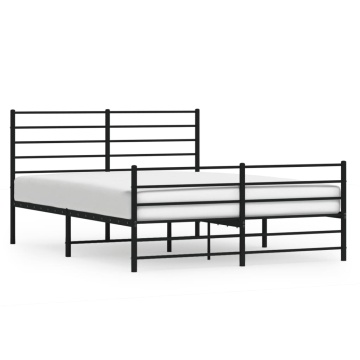 Cadru pat fără saltea, cu tăblie picioare negru 160x200cm metal - Img 2