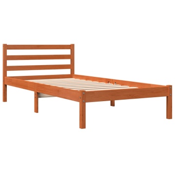 Cadru pat fără saltea, maro ceruit, 75x190 cm, lemn masiv pin - Img 3