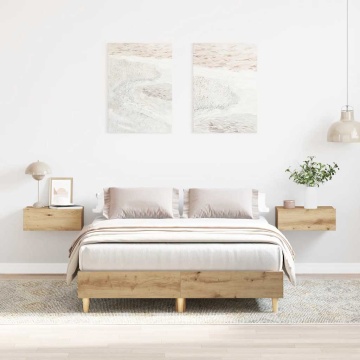 Cadru pat fără saltea Stejar Artisan 135x190 cm Lemn prelucrat - Img 1