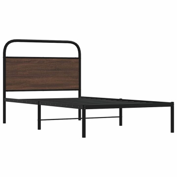 Cadru pat fără saltea stejar maro, 90x200 cm, lemn prelucrat - Img 3