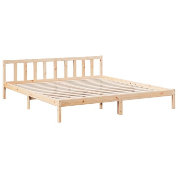 Cadru pat foarte lung fără saltea, 180x220 cm, lemn masiv pin - Img 3