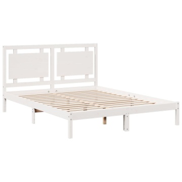 Cadru pat foarte lung fără saltea, alb, 160x210 cm lemn masiv - Img 3
