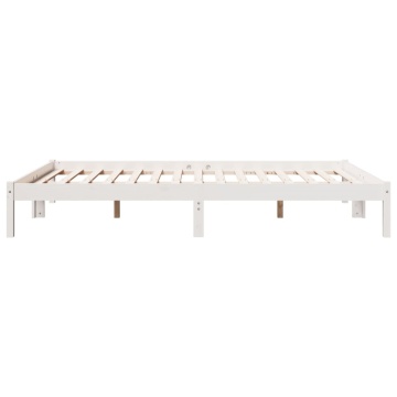 Cadru pat foarte lung fără saltea alb 160x220 cm lemn masiv pin - Img 8