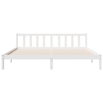 Cadru pat foarte lung fără saltea alb 180x220 cm lemn masiv pin - Img 4