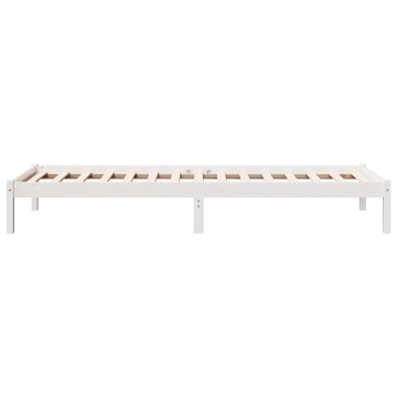 Cadru pat foarte lung fără saltea alb 90x210 cm lemn masiv pin - Img 8