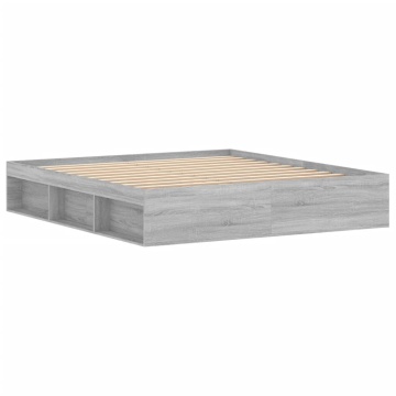 Cadru pat, gri sonoma, 180x200 cm, Super King Size - Img 7