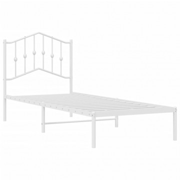Cadru pat metalic cu tăblie, alb, 90x200 cm - Img 4