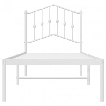 Cadru pat metalic cu tăblie, alb, 90x200 cm - Img 8