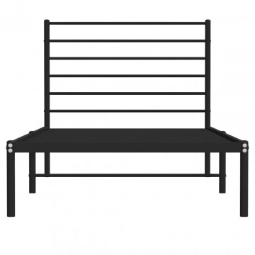 Cadru pat metalic cu tăblie, negru, 90x200 cm - Img 5